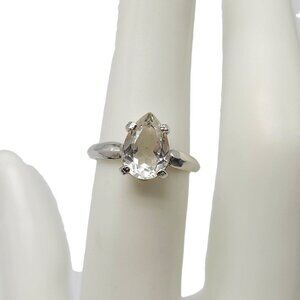 ESPO 14kt White Gold Plated Clear Marquise Cubic Zirconia Rings Size 5.5 Vintage